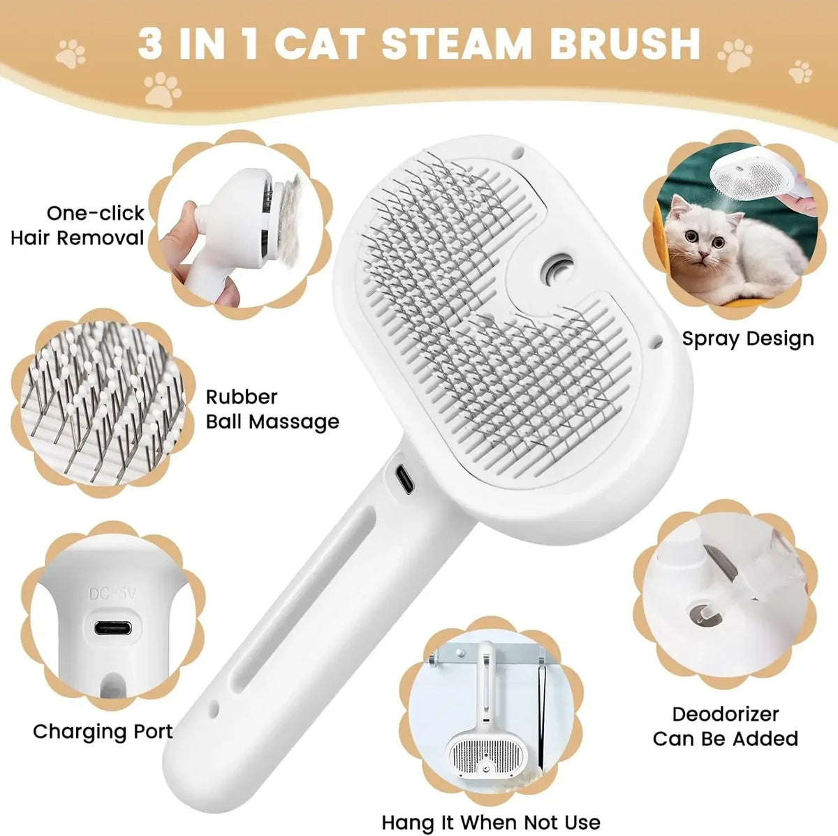 Mist-Assist Pet Grooming Brush